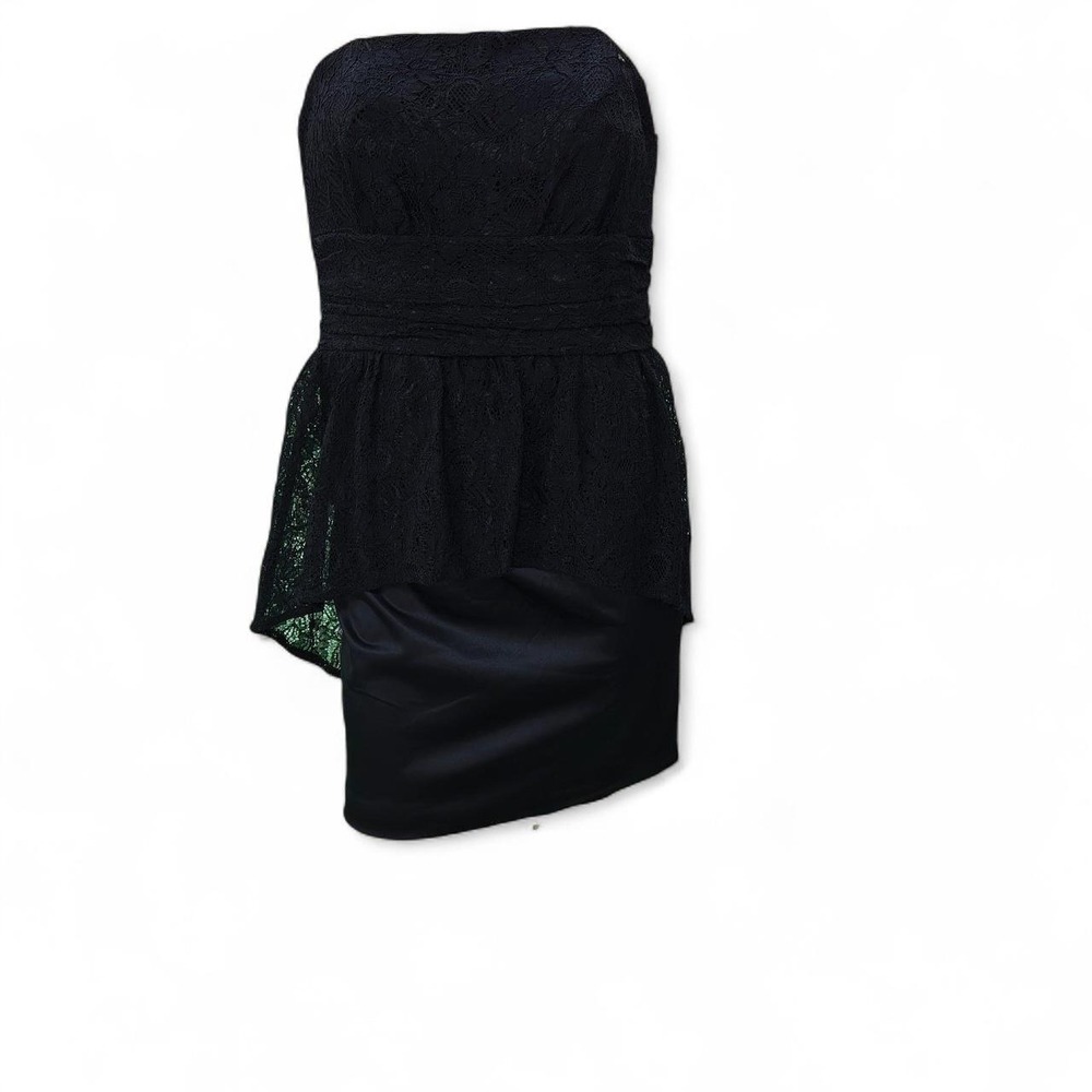 Guess Dakota Dress Womens 6 Black Lace Strapless Peplum Cocktail W1VK0 Jet Black